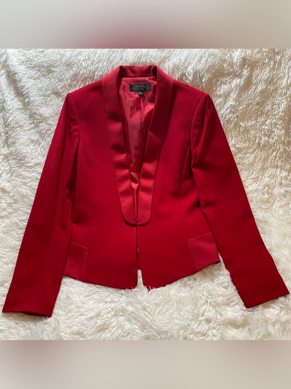 Tahari ASL Red Satin-Trim Blazer
